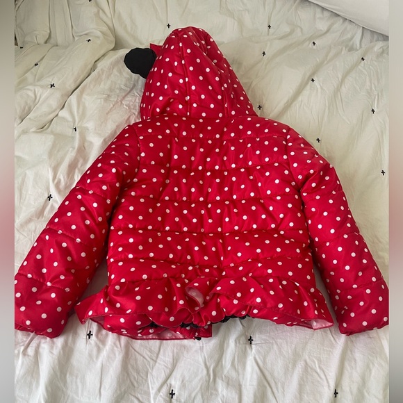 Red polka dot Minnie mouse puffer jacket - Picture 2 of 4